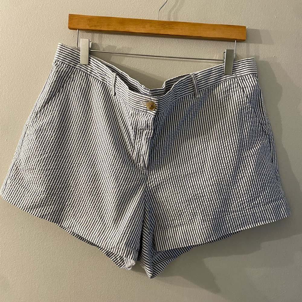 GAP Blue and White Short with Seersucker Stripes